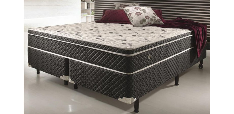 Conjunto cama box de casal queen size soft confort preto sistema antiácaro antifungo e antialérgico Mobly